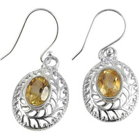 Bold Vintage Energetic ! Citrine 925 Sterling Silver Earrings