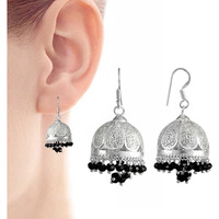 Jumbo Fantastic !! 925 Sterling Silver Black Onyx Jhumki