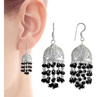 New Style Of !! 925 Sterling Silver Black Onyx Jhumki