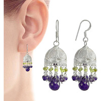 Very Delicate !! 925 Sterling Silver Amethyst Jhumki