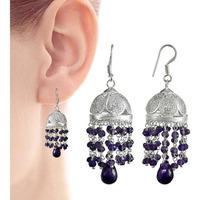 Paradise Bloom !! 925 Sterling Silver Amethyst Jhumki