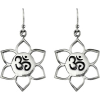 Flower Design !! 925 Sterling Silver OM Earrings