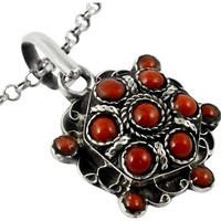 Jumbo Fantastic!! Coral 925 Sterling Silver Pendant