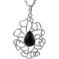 Classy Design ! 925 Sterling Silver Black Onyx Pendant