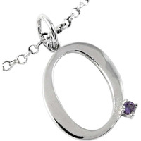 Amethyst Gemstone 925 Sterling Silver O Letter Pendant