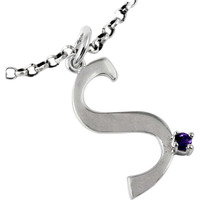 Amethyst Gemstone 925 Sterling Silver S Letter Pendant