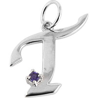 Amethyst Gemstone 925 Sterling Silver T Letter Pendant