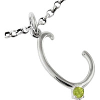 Amazing Peridot Gemstone 925 Sterling Silver C Letter Pendant