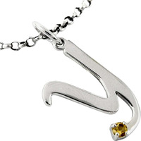 Citrine Gemstone 925 Sterling Silver Y Letter Pendant