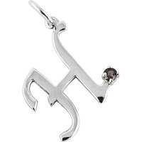 Smoky Quartz Gemstone 925 Sterling Silver H Letter Pendant