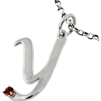 Garnet Gemstone 925 Sterling Silver Y Letter Pendant