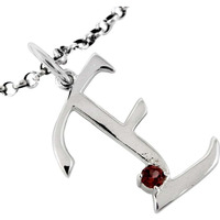 Garnet Gemstone 925 Sterling Silver E Letter Pendant