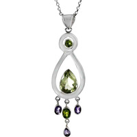 Fabulous!! 925 Sterling Silver Green Amethyst, Amethyst , Peridot Pendant