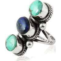 High Work Quality! 925 Silver Turquoise, Lapis Ring Wholesale