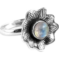 Big Natural Top! 925 Silver Rainbow Moon Stone Ring