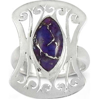 Fantastic Quality Of ! 925 Sterling Silver Purple Copper Turquoise Ring