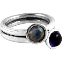 Mischief-Maker!! Amethyst , Rainbow Moonstone 925 Sterling Silver Ring