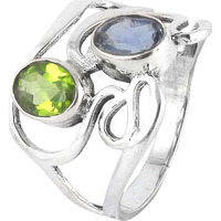 Blooming Garden !! Peridot, Iolite 925 Sterling Silver Ring