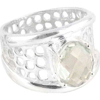 Very Delicate !! Green Amethyst 925 Sterling Silver Ring