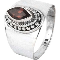 Simple!! Garnet 925 Sterling Silver Rings