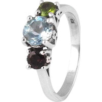 Mystic Princess!! Peridot, Blue Topaz, Garnet 925 Sterling Silver Rings