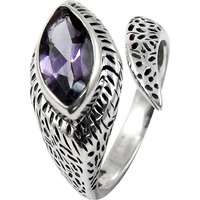Two Tones Royal Dark!! Amehtyst 925 Sterling Silver Ring
