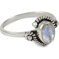 Royal ! 925 Sterling Silver Rainbow Moonstone Ring