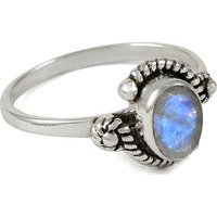 Big Inspire ! 925 Sterling Silver Rainbow Moonstone Ring