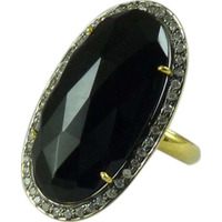 Big Secret Design 925 Silver Black Onyx,White CZ Ring