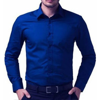 Men's Cotton Shirt (Color: Blue, Size: S)
