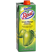 Case of 12 - Dabur Real Green Mango Aampanna Fruit Juice Drink - 1 L (33.8 Fl Oz)