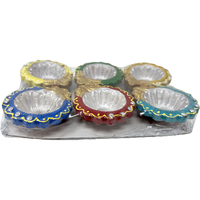 Case of 40 - Decorated Flower Shaped Diya Small - 6 Pc