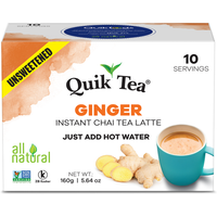 Case of 10 - Quik Tea Ginger Chai Unsweetned - 160 Gm (5.64 Oz)
