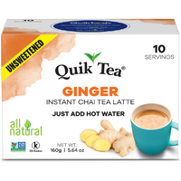 Case of 10 - Quik Tea Ginger Chai Unsweetned - 160 Gm (5.64 Oz)