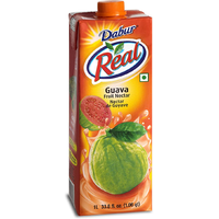 Case of 12 - Dabur Real Guava Fruit Juice Nectar - 1 L (33.8 Fl Oz)