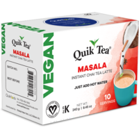Case of 10 - Quik Tea Vegan Instant Masala Chai - 240 Gm (8.45 Oz)