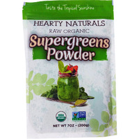 Case of 6 - Hearty Naturals Organic Supergreens Powder - 7 Oz (200 Gm)