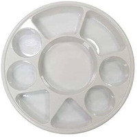 Case of 8 - Plastic 9 Compartment Round Plates - 25 Ct