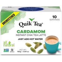 Case of 10 - Quik Tea Cardamom Instant Chai Latte Unsweetened - 160 Gm (5.64 Oz)