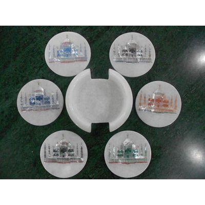 White Marble Coaster Set