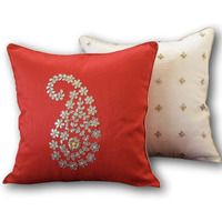 Hand Embroidered Pillow Cover - 16  x16   -