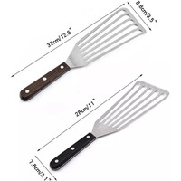 Stainless Steel Slotted Turner & Fish Spatula with Wooden Handle - Kitchen Tools