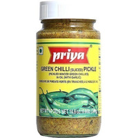 Priya Green Chili (Sliced) Pickle with Garlic (300 gm bottle)