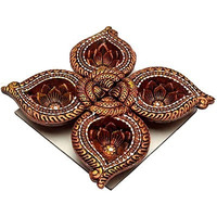 Shell Diya (Antique Finish) - 4 Pack (#129) (4 diyas)