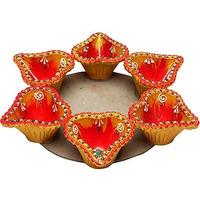 Rajdhani Diya without Wax - 6 pk (#192) (6 diyas)