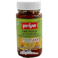 Priya Lime Pickle With Garlic - Extra Hot (300 gm bottle)