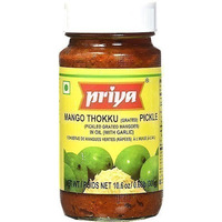 Priya Thokku (Shredded) Mango Pickle with Garlic - EXTRA HOT (300 gm bottle)