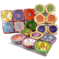 Assorted Mini Diwali Diyas Without Wax- 6 Pack (6 diyas)