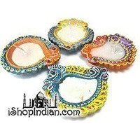 Assorted Diwali Diyas with Wax (12-pack) (12 Candles)