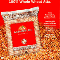 Aashirvaad 100% Whole Wheat Flour (atta) - 10 lbs - PACK OF 2 (2x 10 lbs bag)